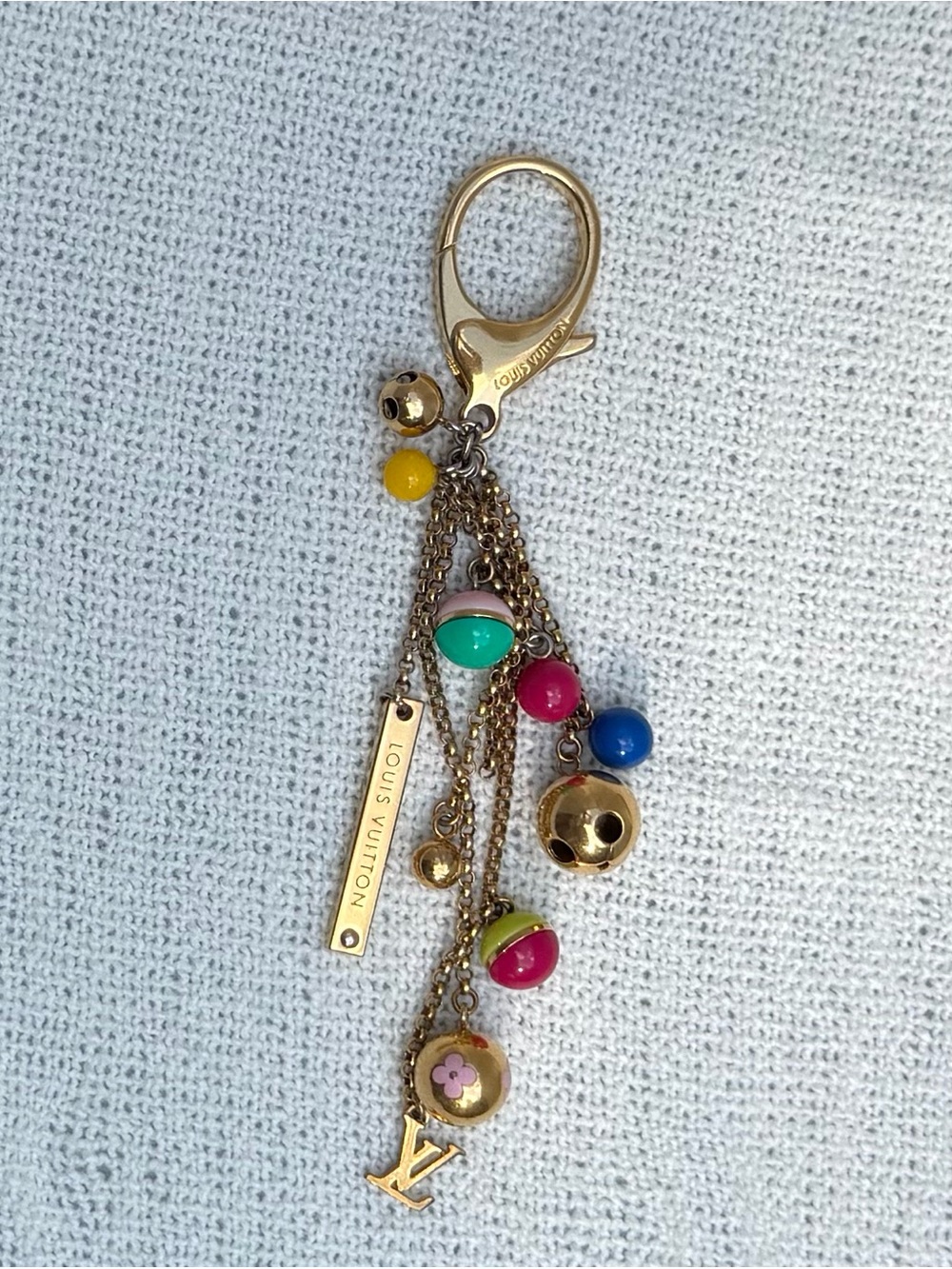 Louis Vuitton Gold-tone Multicolor Charm Keychain, with COA